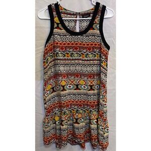 Tolani 100% Silk Dress Aztek Print Tank Summer Geometric Indian Size Small